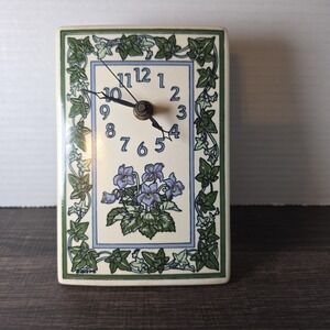 RARE Santa Barbara Ceramic Design Clock Pottery Floral Cottage Core Vintage